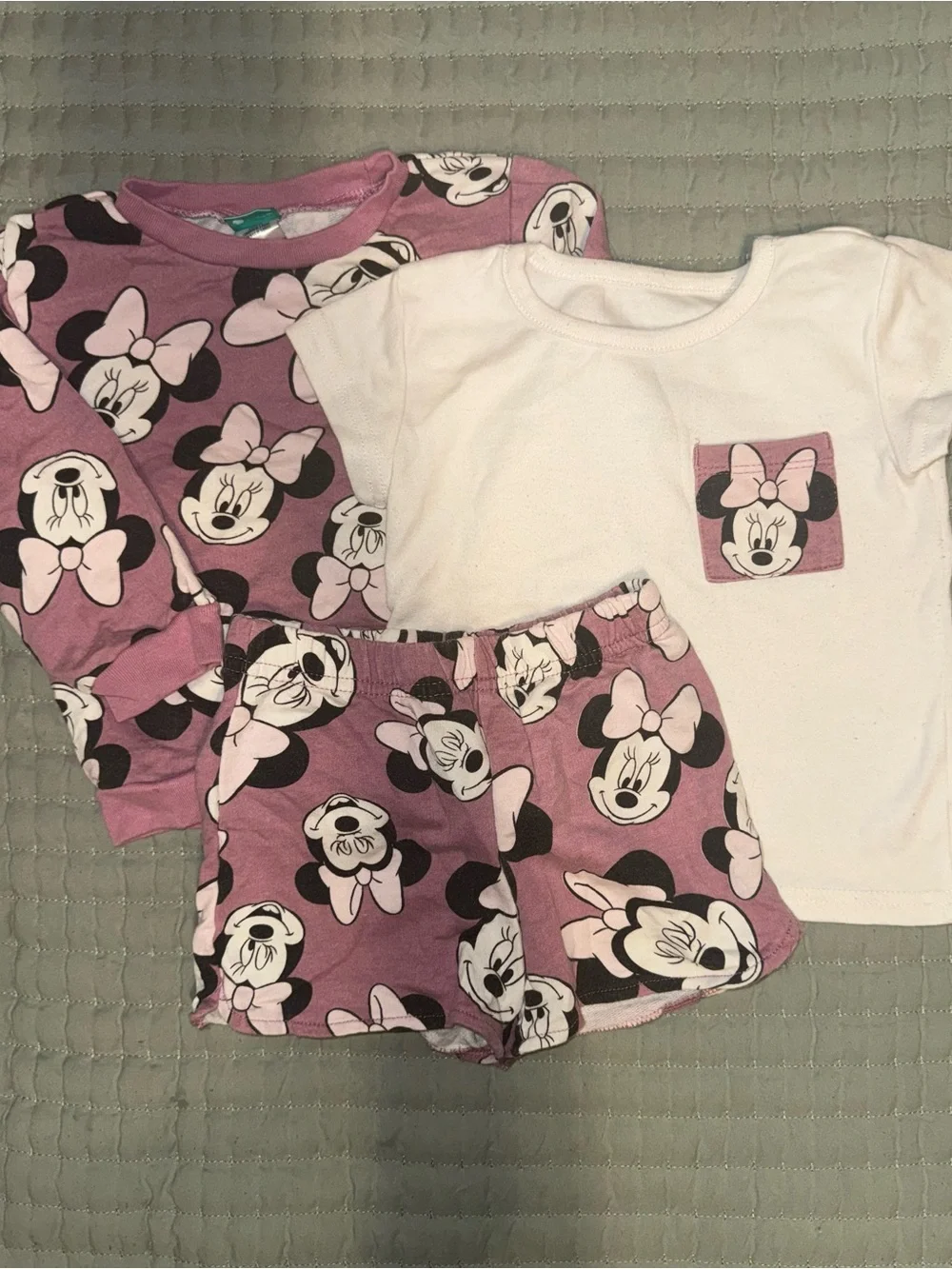 Disney Kids Minnie Mouse Pink & White 3-Piece Set